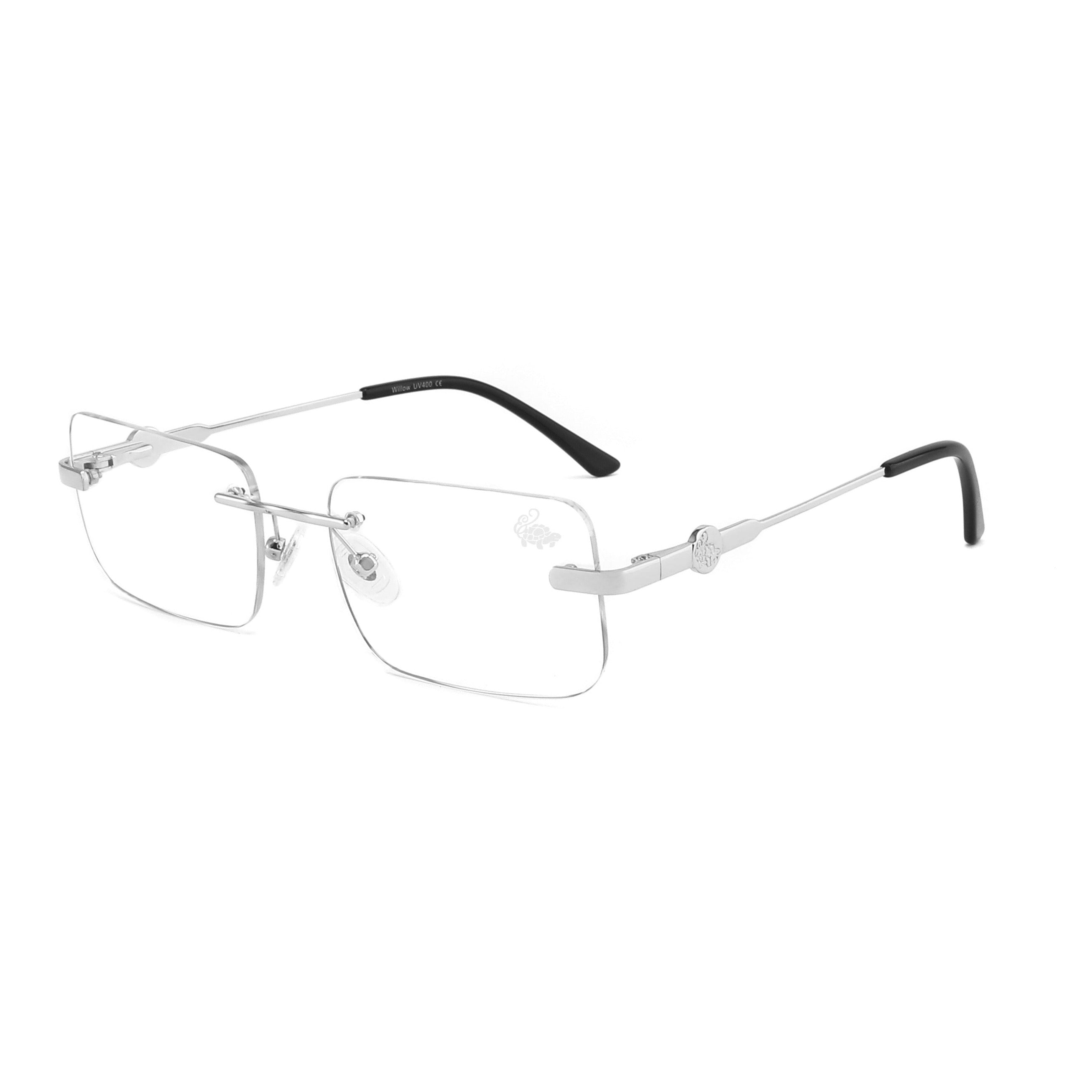 Hampton Silver Rimless Anti-Blue Light Glasses - Sleek Design - Belvoir&Co